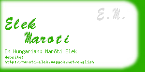elek maroti business card